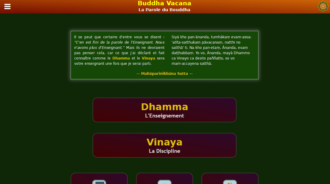 Homepage Header on The Words of the Buddha Website