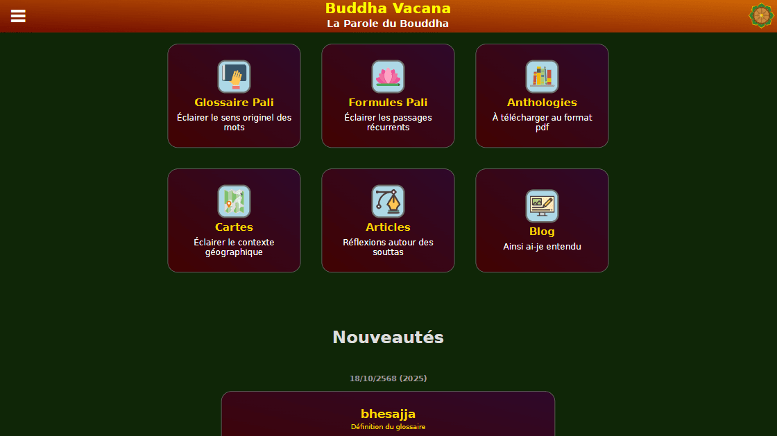 Links on The Words of the Buddha Website Homepage