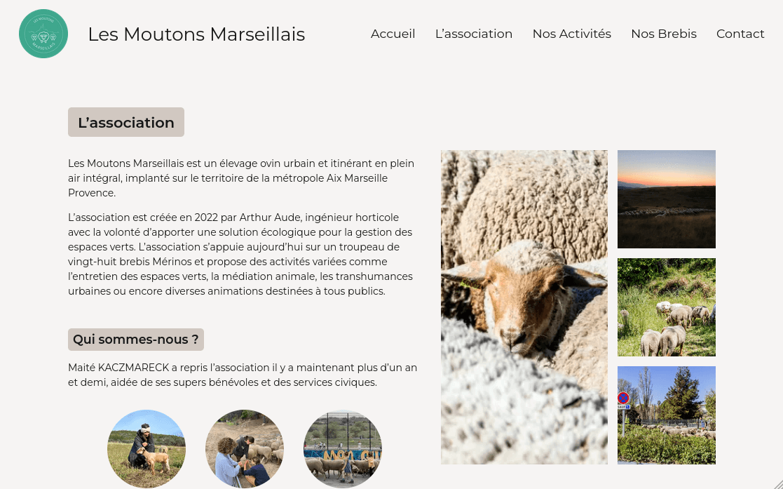 About Page on the Moutons Marseillais Website