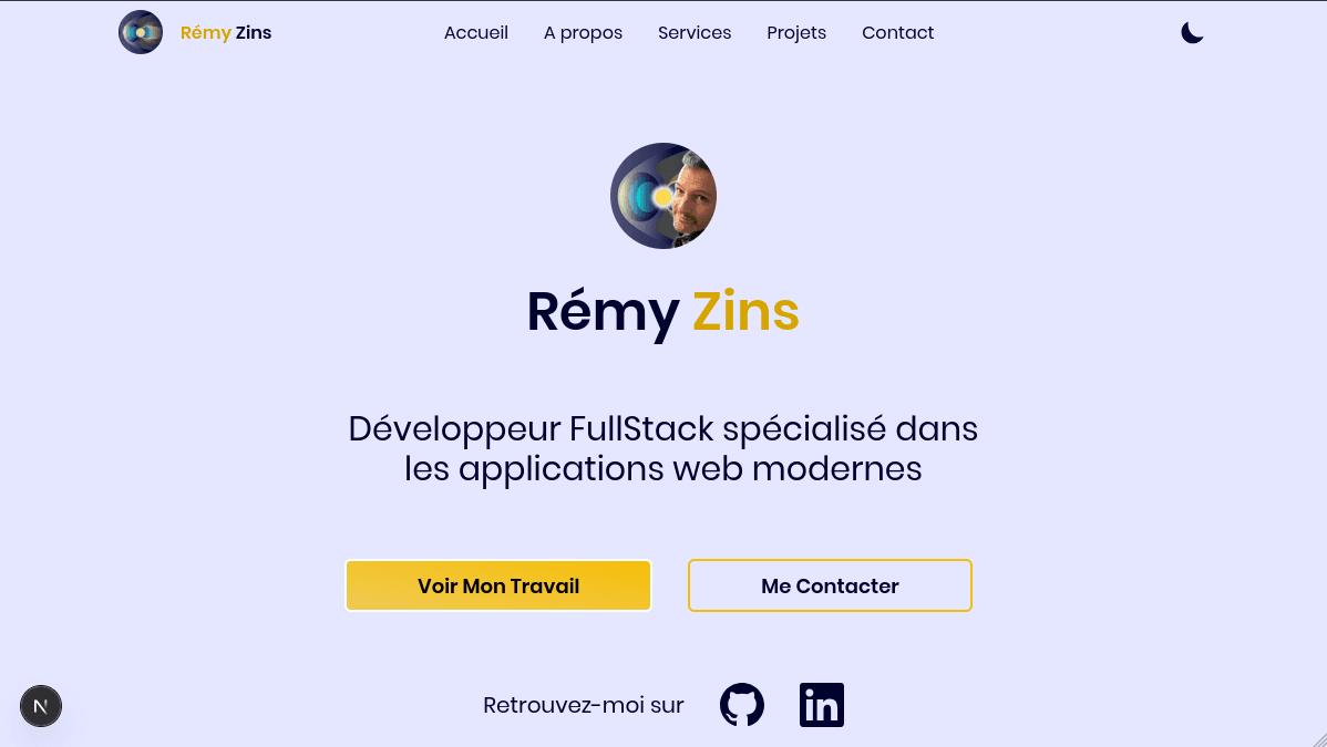 Homepage Header of this portfolio Website