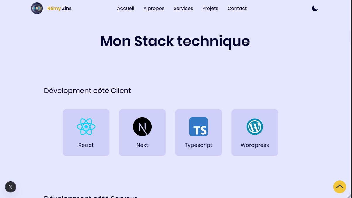 My Stack Section of this portfolio Website